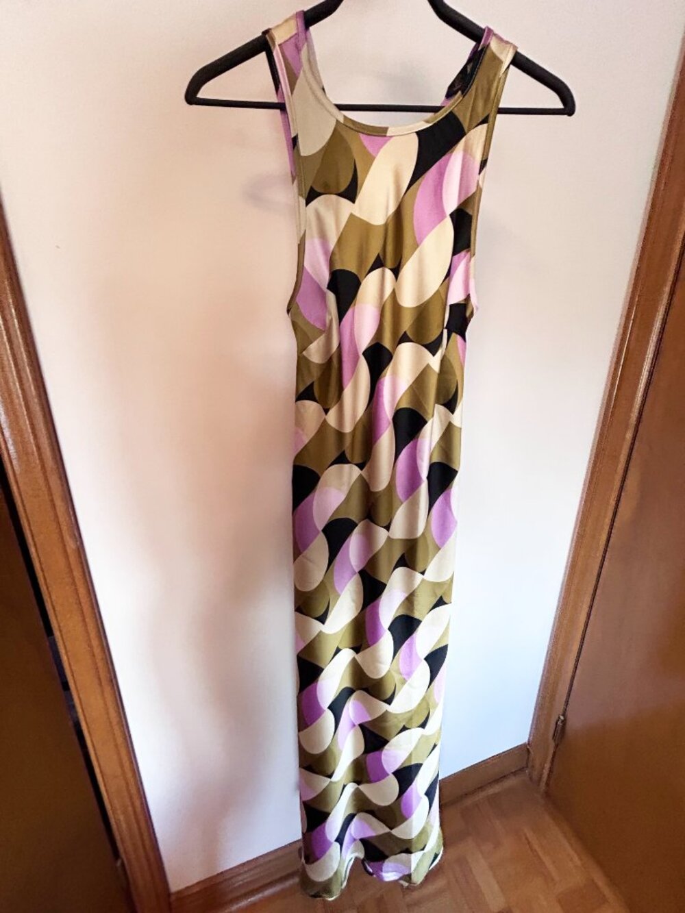 House of Harlow 1960 Olive and Pink Geometric Maxi Dress - SMALL